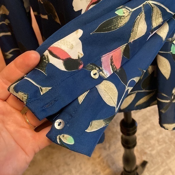 Zara M Bird print satin blouse work wear formal shirt - Picture 5 of 8